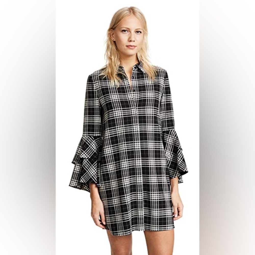 Alice + Olivia Ruffle Sleeve Jem Shirt Dress Sz M